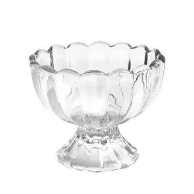 China CLASSIC Flower Shape Clear Glass Latte Salad Cup Dessert Cup Milkshake Drink Ice Cream Cold Bowl Juice Cup for sale