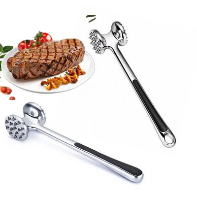 China Viable Double-Sided Pound Slotted Stainless Steel Kitchen Loose Meat Blow Cooking Tools Steak Meat Hammer for sale