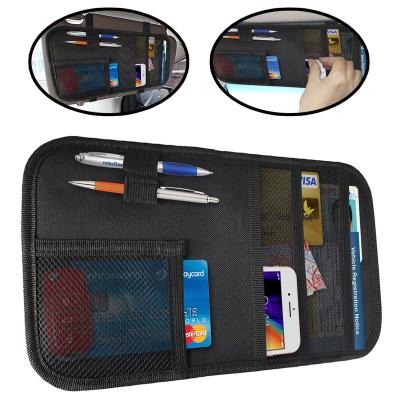 China Simple Color Without Pattern Auto Accessories Holder Registration Insurance Document Waterproof Storage Pocket Mobility Car Sun Visor Organizer for sale