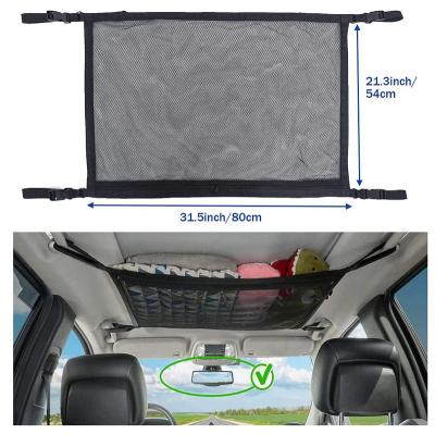 China beach & Car Accessories Pocket Mesh Storage Bag Organizer For Camping Mesh Double-Layer Car Roof Pocket Car Ceiling Storage Net Pocket Vacation for sale