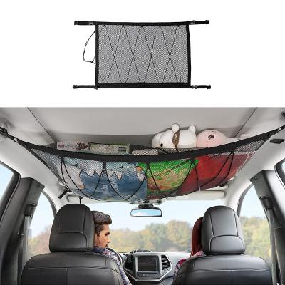 China Durable Dulable Mesh Car Roff Ceiling Storage Double Layer Mesh Pocket Car Ceiling Cargo Organizer for sale