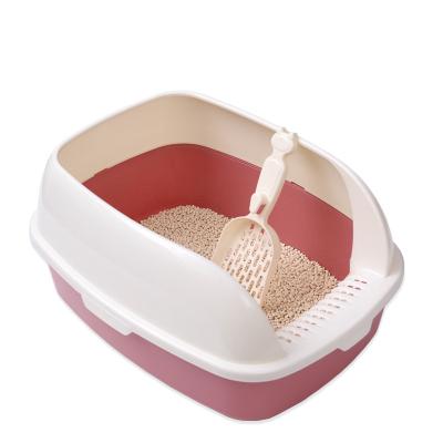 China Partially Enclosed Viable Cat Litter Box Pet Toilet Box for Cats Pan Pedal Cat Toilet for sale