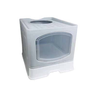 China Cats New Model Fully Enclosed Cat Litter Basin Fold Drawer Type Cat Poop Basin Double Door Cat Toilet for sale