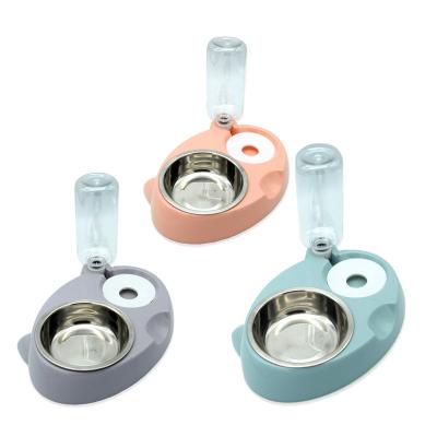 China Non-automatic Cat Supplies Stainless Steel Cat Bowl Customized Dog Cat Drinking Double Bowls for sale