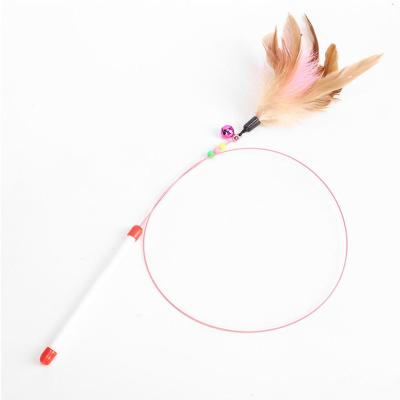 China Long Stocked Cat Stick Pet ToysSteel Wire Feather Lighter Interchangeable Head Cat Toy for sale