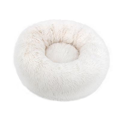 China Best Selling Soft Heating Cat Nest Luxury Washable Dog Cat Donut Plush Bed Fluffy Large Dog Bed for sale