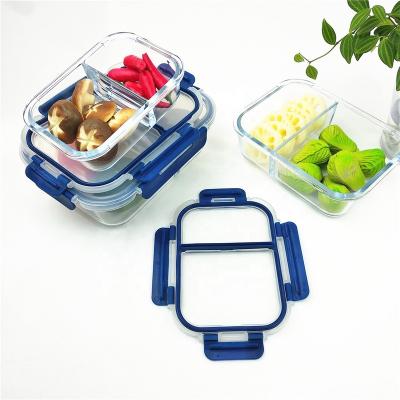 China Freshness Preservation 2 Compartment Full Microwave Bento Box Airtight Food Container With Removable Locking Lids for sale