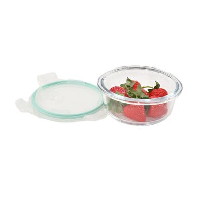 China Freshness Preservation Round High Borosilicate Glass Storage Food Container Bento Lunch Box With Pp Lid for sale