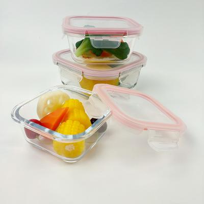 China China Supplier High Borosilicate Glass Baby Freshness Preservation Square Food Storage Containers With Lid for sale