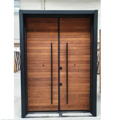 China Modern Designs Wooden Double Door Main Door Exterior Door For Home And Office for sale