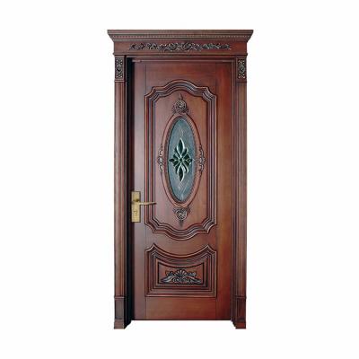 China Modern Classic Beauty Wooden Hand Carved Doors With Copper Glazing for sale