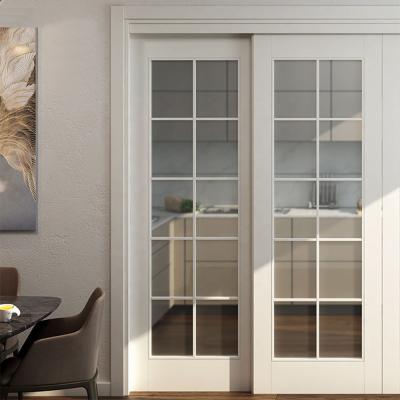 China Modern Wood Frame Tempered Glass Insets Sunburst Sliding Openable Entry Door For Kitchen for sale