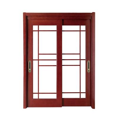 China Modern Wood Frame Insets Sunburst Sliding Opening Glass Entry Door For Balcony for sale