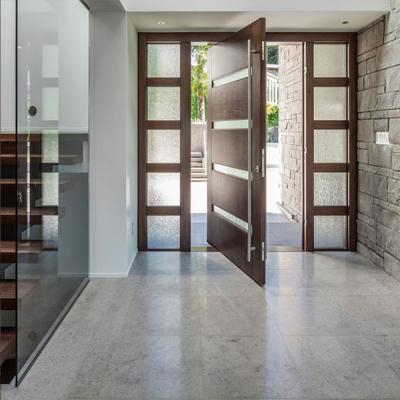 China Modern Exterior Solid Wood Door With Customized Entry Pivot Glass Door With Sidelights for sale