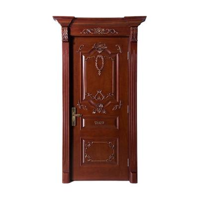 China Modern Fancy Solid Wood Hand Carving Flower Embossed Single Door With Frame for sale