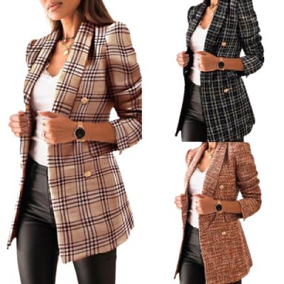 China F20522A 2021 Style Autumn/Winter Warm Long Sleeve Women's Double Breasted Jacket Suit Breathable Printed Women's Coat for sale