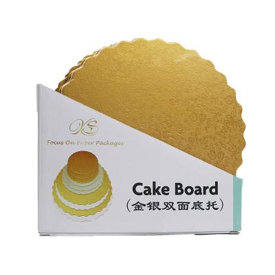 China 9 Inch Disposable Round Cake Drum Panels Gold Paper Cake Bases Custom Cake Board for sale