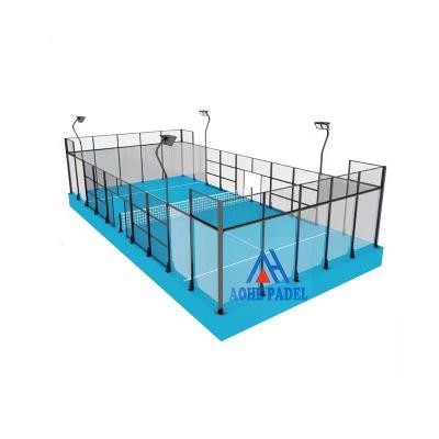 China 12mm Tempered Glass Factory Customized outdoor artificial grass cancha de padel customized frame type padel tennis court for sale