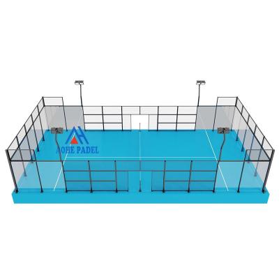 China 12mm Tempered Glass Factory Wholesale Price Panorama Paddle Tennis Supplier China National Tennis Center frame type padel tennis court for sale