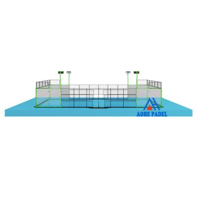 China 12mm Tempered Glass Sports Court Equipment 150mm corner column Padel Court  Outdoor Sport Court for sale