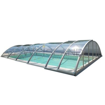 China Best Protection Modern Polycarbonate UV Panel Retractable Telescopic Pool Cover Enclosures for sale