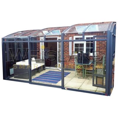 China Modern Four Season Patio Enclosure Lean To Conservative Conservatory Retractable Sunroom for sale