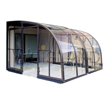 China Modern Skinny To Frame Aluminum Deck Patio Enclosures Sliding Retractable Roof Sunroom for sale