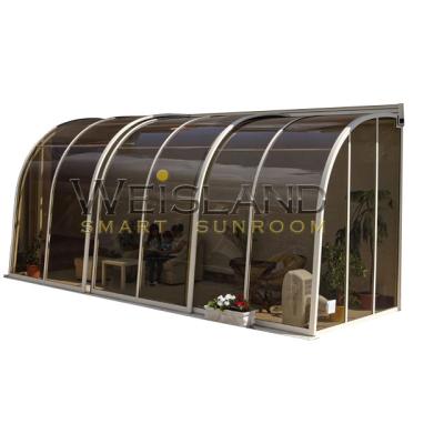 China Modern Residential All Seasons Solarium Gazebo Patio Fence Telescopic Lean To Sunroom for sale