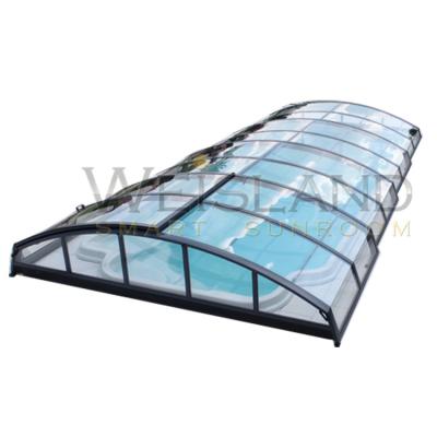 China UVproof Cheap Round Spa Enclosure Polycarbonate Retractable Electric Swimming Pool Enclosure Kits for sale