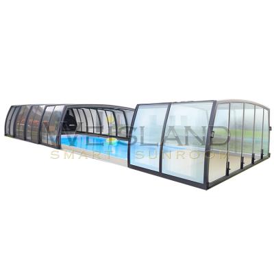 China Modern High Outdoor Telescopic Swimming Pool Fence Cover Residential Automatic Swimming Pool Tent for sale