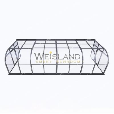 China WEISLAND Modern Design Curved Lean To Retractable Aluminum And Plastic Patio Deck Sunroom Fence for sale