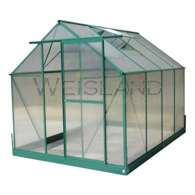 China Easily Assembled Polycarbonate Panel Walk In Waterproof Aluminum Garden Greenhouse for sale