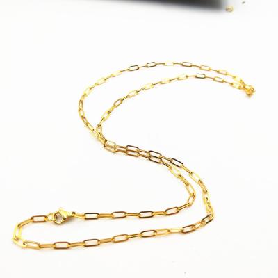 China Elegant Design CLASSIC Jewelry 18K Gold Plated Stainless Steel Rectangle Chain Link Necklace For Women Gift for sale