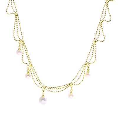 China CLASSIC Multilayer Chain Necklace Plated 18K Gold Women Vintage Pearl Necklace for sale