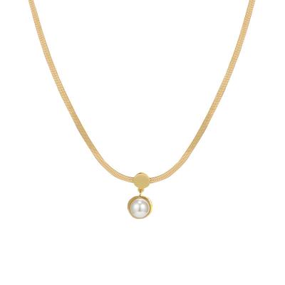 China 2022 CLASSIQUE High Fashion Snake Chain Bead Necklace Stainless Steel Gold Plated Width Snake Chain Pendant Necklace for sale