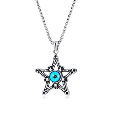 China European and American Wholesale Star Titanium Casting Hip Hop Accessories Hip Pendant Demon Eye Retro Fashion Jewelry CLASSIC Steel Neckla for sale