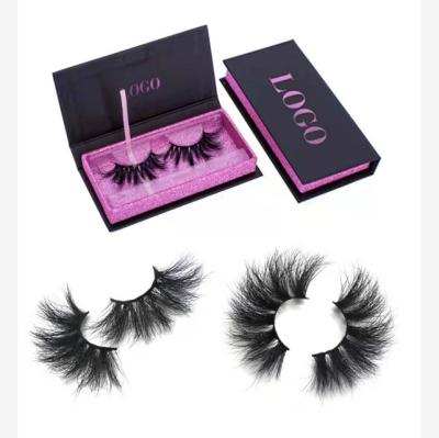 China 25mm long natural mink eyelash volume whips wholesaler mink eyelashes 25 mm 3d mink lashes fluffy tapered eyelash with magnetic box for sale