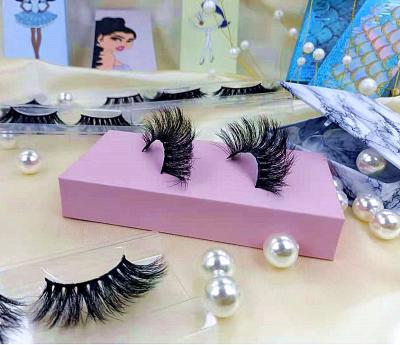 China Long Natural Faux Mink Lashes 3d seller wholesale natural vegan 3D/5D 25mm lashes fluffy false mink with custom packaging box for sale