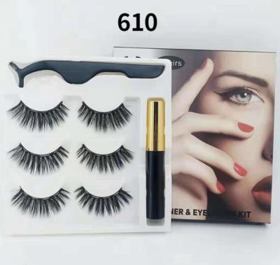 China Long 1 Natural Custom Private Label Vegan 3D/5D Eyelashes & Natural Luxurious Fluffy Magnetic Eye Liner Set for sale