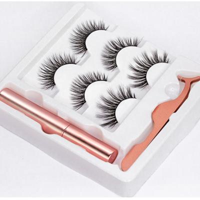 China Natural Wholesale Vegan Long Magnetic False Eyelashes and Eyeliner for sale