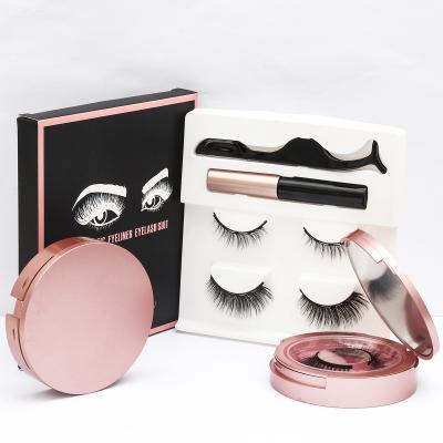 China Long Natural Wholesale 2 Pairs Multiple Final Durable Silk Magnetic Eyelash Magnet False Eyelashes With Custom Made Packaging for sale