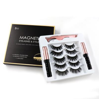 China Private high quality natural 3d long customization 3 pairs/10 pairs magnetic false eyelashes and eyeliner kit for sale