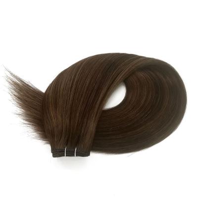 China Straight Machine Hair Extensions D4/8 Brown 100% Cuticle Aligned Remy Human Virgin Hair Bundles Quality Double Drawn 12A Weft Weave for sale