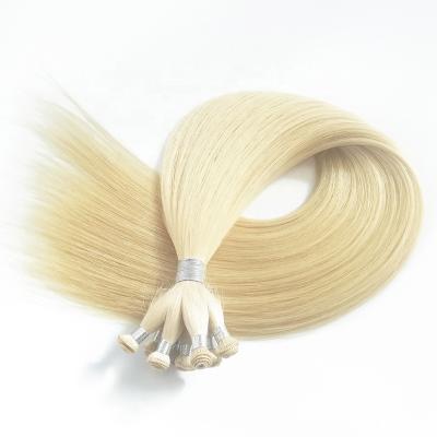 China Right Hand Tied Hair Weft Extensions #613 Bleach Blonde Top Cuticle Aligned Human Virgin Remy Hair Bundles Natural Weave Wholesaler for sale