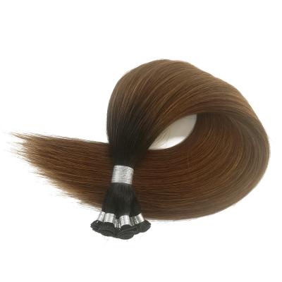 China Right Hand Tied Hair Extensions OM1B/5 Weft Black Brown Cuticle Aligned Hair 100% Remy Weaves Double Bundles 14 - 24 Inches Pulled for sale