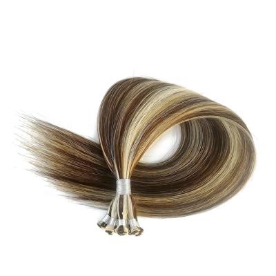 China Right Hand Tied Hair Weft Extensions D4/613 Blend Brown Bleach Blonde Cuticle Aligned 100% Human Remy Virgin Hair Weaves Bundles Seller for sale