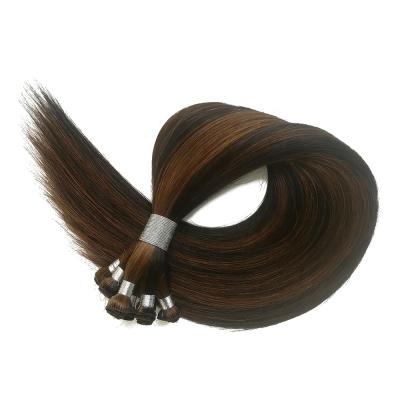 China Right Hand Tied Hair Weft Extensions OM4/12 Ombre Brown Cuticle Aligned Virgin Remy Bundle Human Hair Double Drawn Vendors 100% 12A for sale