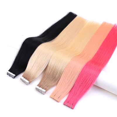 China Straight Tape In Weft Hair Extension 100% Virgin Cuticle Aligned Bundle Hair Vendors 12a Blonde Unprocessed Remy Straight Hair for sale