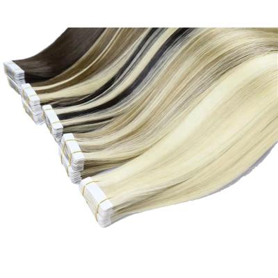 China Straight Tape In Remy Wholesale Cuticle Aligned Straight Hair 100% Virgin Hair 12a Grade Virgin Hair Extension Piano Bundle Weft Hair for sale