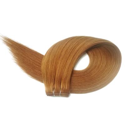 China Straight Machine Hair Extensions #30 Platinum Weft Blonde 18 Inch 100% Cuticle Aligned Weave 12A Double Drawn Remy Human Virgin Hair Weft for sale